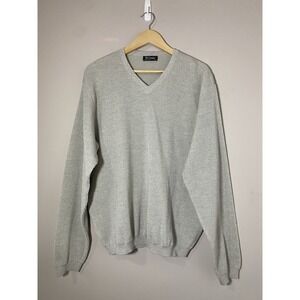St Croix Ribbed Sweater Mens XLarge Gray V Neck Pullover Knit Wool USA Made NWOT